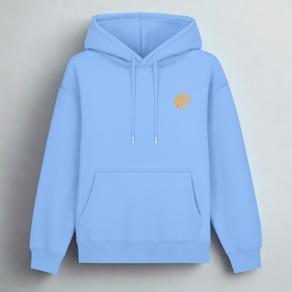"Sky blue CRizzPower hoodie featuring the bold tiger logo – cozy unisex streetwear for active and casual wear"